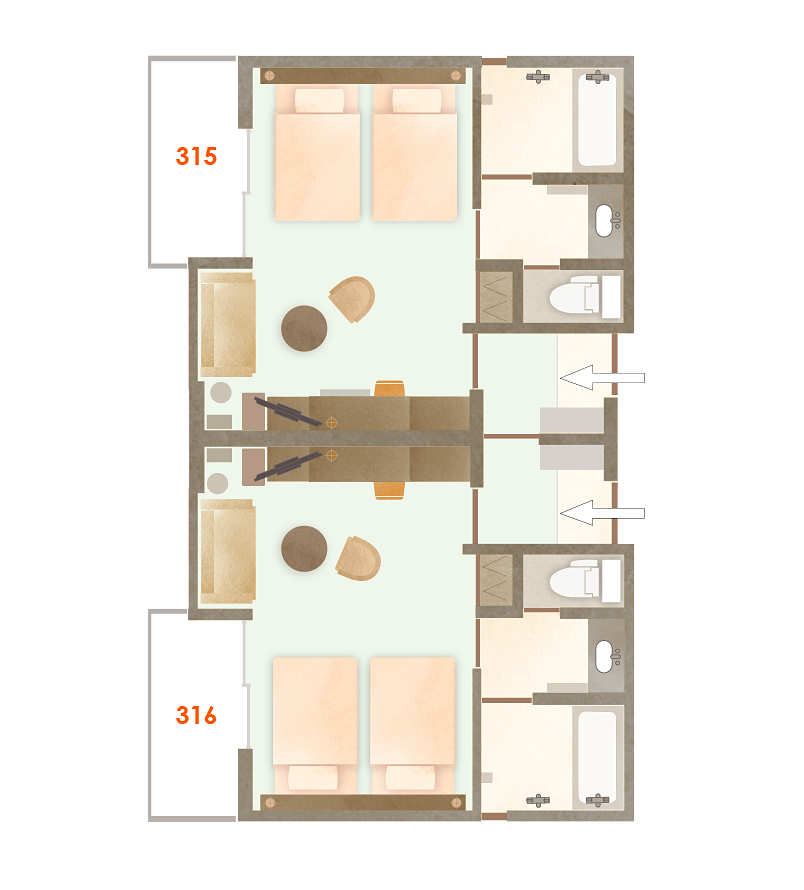 ホテルアナガ ドギー・ヴィラ 315・316　間取り