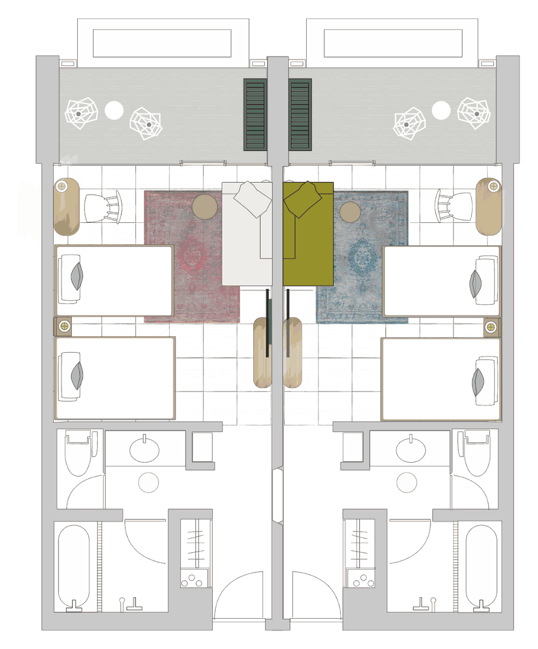 Floor plan of Harmonious Connecting Rooms